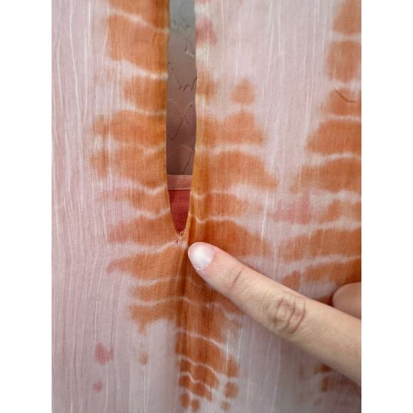 SOFT SURROUNDINGS | Pink Tie-Dye Sheer Layered Blouse Boho Bell Sleeves | Medium - Picture 8 of 8